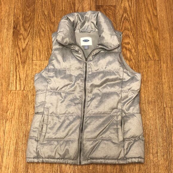 Old Navy Heathered Gray Quilted Frost Free Sleeveless Puffer Vest Size Medium - Picture 2 of 10
